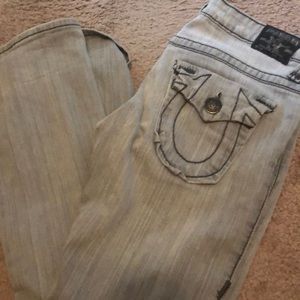 Gray True Religion women’s jeans lined in black